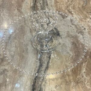 Clear Glass Two-Tier Cake Stand with Beaded Edge